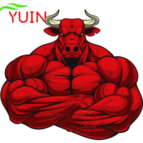 Car Sticker Decor Motorcycle Decals Bodybuilding Bull PVC Window Decorative Accessories Creative Cover Scratches Decal 14*12cm