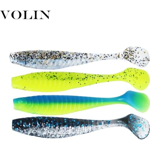 VOLIN 10pcs 70mm 2.1g Soft Fishing Lure Wrom Silicone Bait Isca Artificial Wobbler Paddle Tail Swimbait BassTrout Fishing Lure