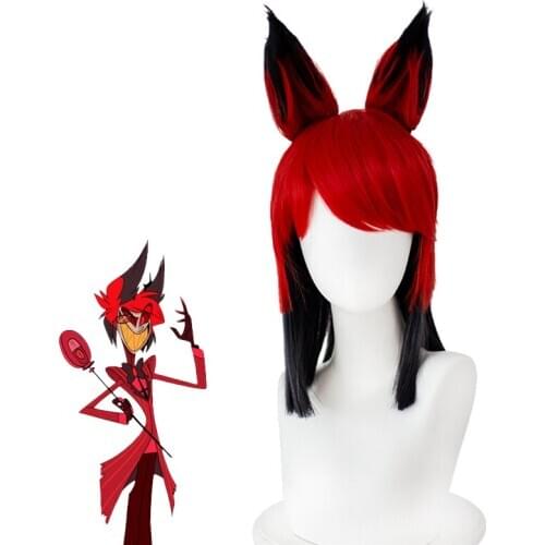 New Hazbin Cosplay Hotel ALASTOR Cosplay Wigs Hair Props Halloween Carnival Christmas Costumes Accessories + Wig Cap