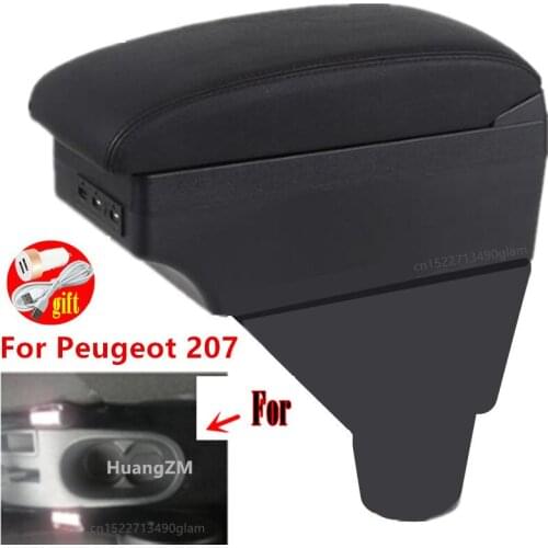 For peugeot 207 armrest box Interior Parts special Retrofit parts Car Armrest Center Storage box with USB LED light