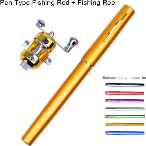 1M Mini Portable Telescopic Fishing Rod Pen Type Fishing Pole and Reel Wheel Pocket Fish Rods Outdoor Fishing Tackle Accessories