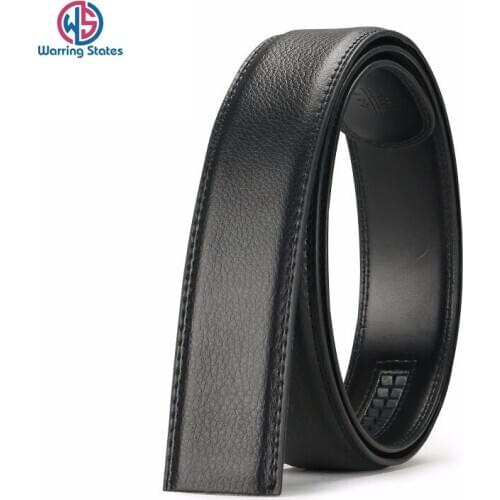 [Warring States] 100% Pure Cowhide Belt Strap 3.5CM No Buckle Genuine Leather Belts with Holes High Quality luxury