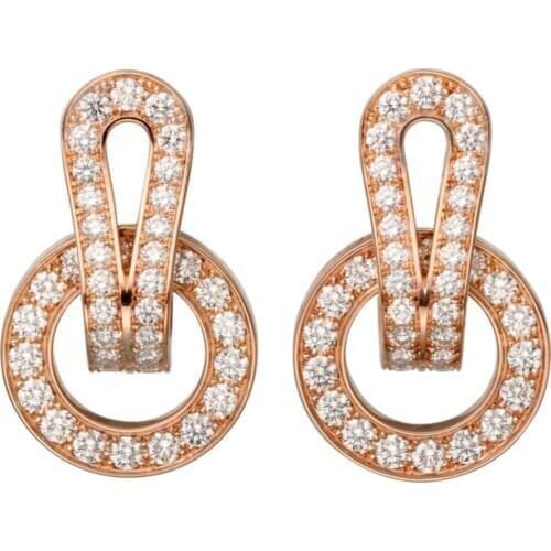 18K 750 Rose Gold Lock Stud Earrings Women Wedding Anniversary Engagement Party Round Moissanite Diamond Elegant Trendy Romantic