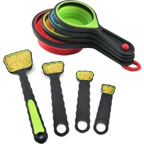 Silicone Measuring Spoon Measuring Cup Foldable With Scale Cooking Cake Pastry Hotel Restaurant Home Kitchen Baking Tools