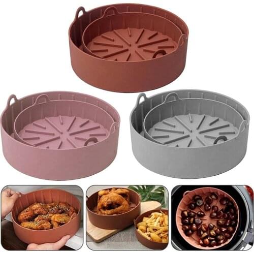 AirFryer Silicone Pot Mu-lti Air Fryers Bread Fried Chicken Pizza Basket Baking Tray Resistant Grill Pan Oven Accessories