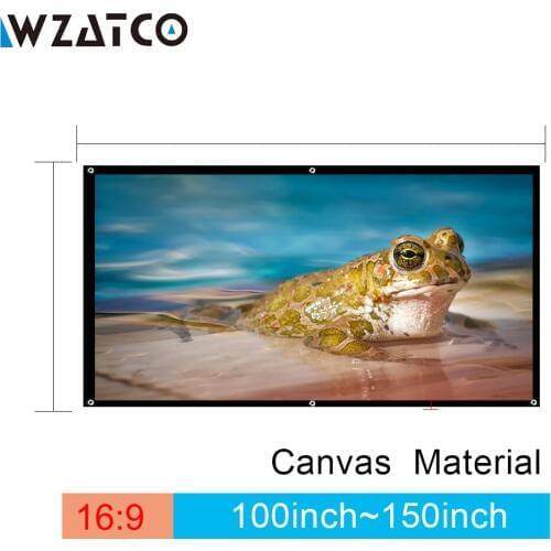 WZATCO 100inch/120inch/150inch 16:9 Projection Screen Canvas Movie Foldable HD Projection Screen for DLP LED projector
