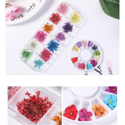 Dried Flowers Nail Art Decoration Fall Natural Floral Sticker 3D Dry Nail Art Decals Jewelry UV Gel Polish Manicure Accessories