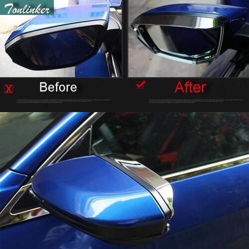 Tonlinker 2 pcs ABS Chrome two style Car styling Reversing mirror Rain eyebrow Sticker Case Cover Sticker For HONDA CIVIC 2016