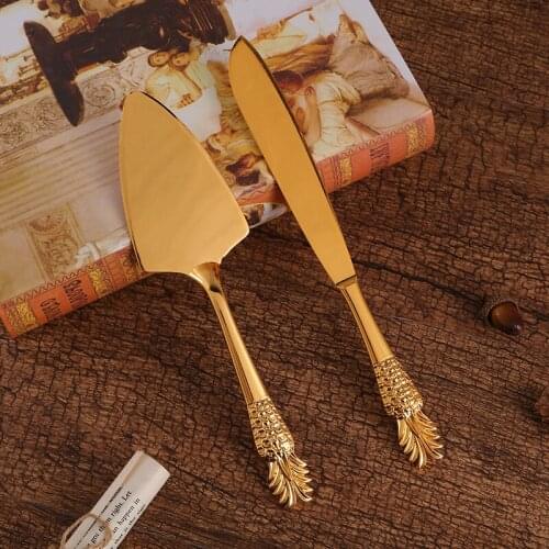 Western-style vintage court main meal cake pizza blade gold two-piece set hotel restaurant Golden cutlery set