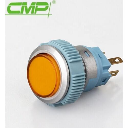 Yellow LED Flat or Raised Top Illuminated Push Button Switch