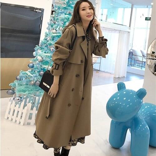 British style Female Windbreaker 2021 Spring Autumn Fashion Brand Slim Long Outwear With Belt Solid Casual Womens Trench Coats