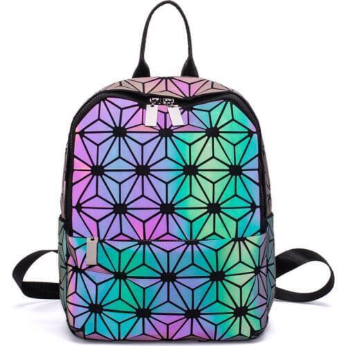 Women Backpacks Bao Bag Luminous Geometric Backpack For Teenage Girls School Bag Holographic Diamond Backpack Mochila Feminina