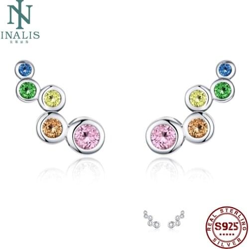 INALLIS Woman Fashion Earrings Geometric Element 925 Sterling Silver Jewelry Engagement Party Gift Long Shiny Zircon Earring New