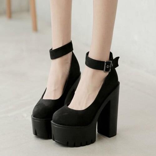 PXELENA 2021 Spring European Lady Sexy Party Nightclub ate Block Super High Heels Platform Pumps Ankle Strap Punk Gothic Shoes