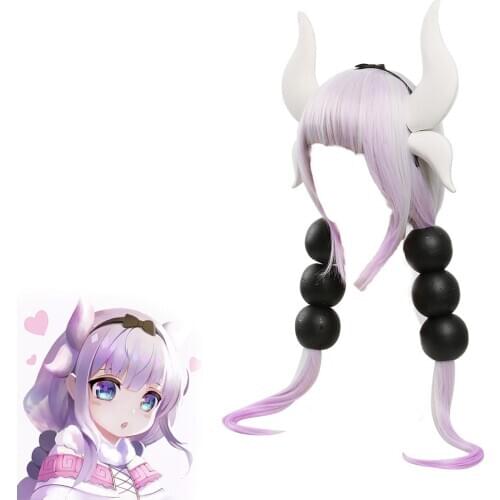 X-COSTUME Dragon Maid Miss Lucoa Kanna Kamui Cosplay Wig Long Curly Colorful Hair Costume Props Halloween for Women