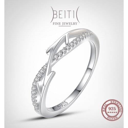 Beitil Geometric Interweaving Line Ring 100% 925 Sterling Silver For Women Wedding Finger Party Fashion Jewelry