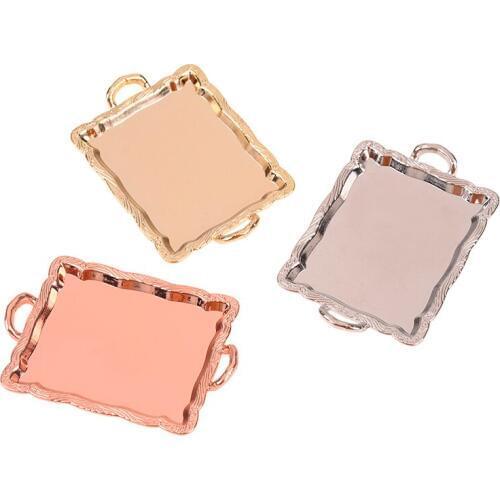 1/12 Dollhouse Miniature Accessories Mini Metal Plate Simulation Tray Model Toys for Doll House Decoration Baby Furniture Toy