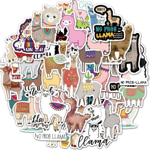 10/30/50PCS Cute Animal Grass Mud Horse Alpaca Graffiti Waterproof Stickers Suitcase Laptop Stickers Decorative Toys Wholesale
