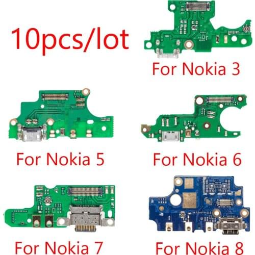 10pcs/lot For Nokia 8 7 6 5 3.1 5.1 2.1 Plus USB Charging Charger Dock Port Board With Microphone Mic Flex Cable