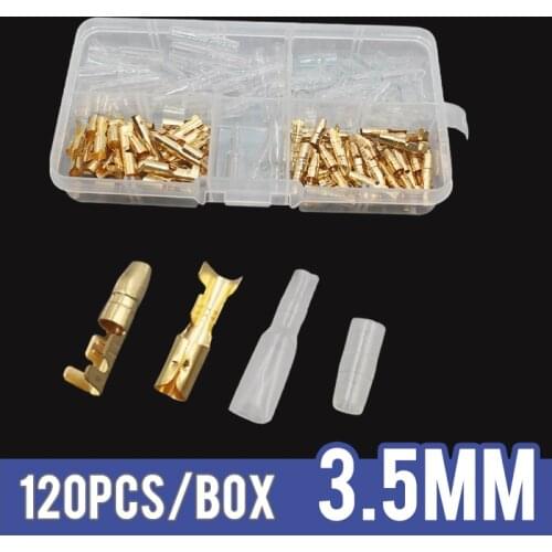 120pcs/set 3.5mm Brass Bullet Connector Terminal Male Female with Cover