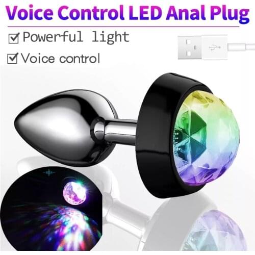 2021 Wearable Crystal Anal Plug LED Base Sex Prostate Massage Smooth ButtPlug Products Anal Dildo Expander Sex Toys For Couples