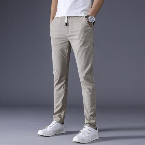 MRMT 2021 Brand Summer Mens Trousers Slim Breathable Stretch Pants for Male Slim Feet Casual Trouser