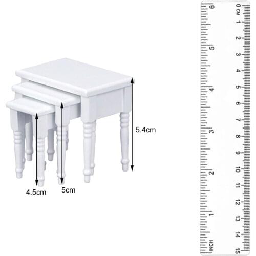 3Pcs Miniature Study Desk Wooden Room Table 1:12 Doll House Furniture Toys