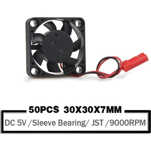 50 Pieces 5V JST 2Pin 30mm 3cm DC 30*30*7mm Cooling Fan 30mm x7mm Mini Brushless Radiator Cooler 3007 For Raspberry Pi