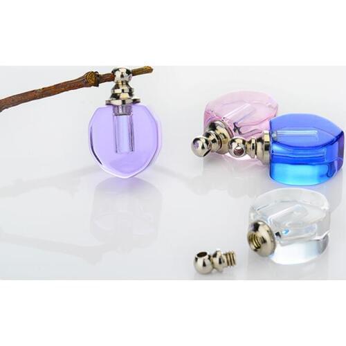 500pcs Geometric Crystal heart Vial Pendant miniature empty wishing bottles SCREW top perfume oil bottle name on Rice art