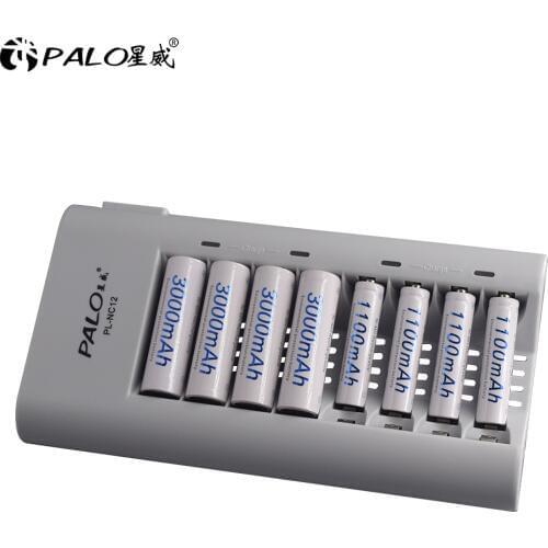 8 slots AAA AA smart battery charger LED light for NI-MH aa aaa chargers US UK EU AU plug fast charger