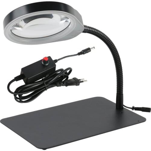 8X Multifunction Desktop Glass Magnifier Bendable Frame 36pc LED For PCB Check Repair /Elderly Reading/Repair Stands