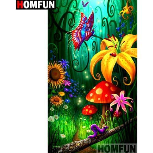 HOMFUN Full Square/Round Drill 5D DIY Diamond Painting "Flower butterfly" Embroidery Cross Stitch 5D Home Decor A14251
