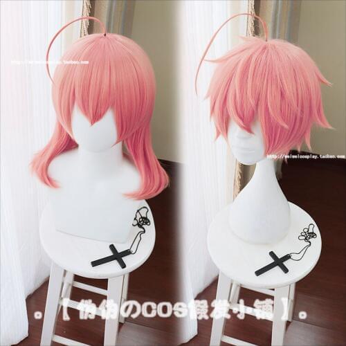 Anime Magical Girl Ore Saki Uno Cosplay Wig Short Pink Heat Resistant Synthetic Hair Wigs + Wig Cap