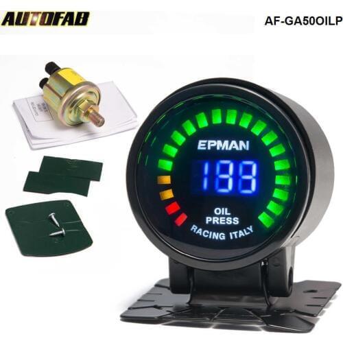 Car Motor Auto 2"52mm Digital Smoked 20 LED Psi/Bar Oil Press Pressure Meter Gauge W' Sensor For Honda AF-GA50OILP
