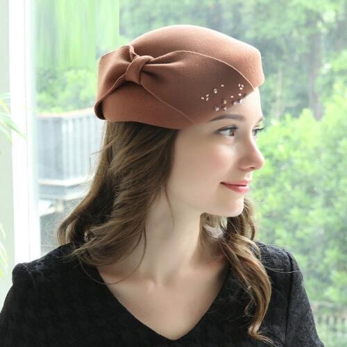 H7785 Women Warm Wool Felt Beret Hat Autumn Winter Female Elegant Korean High Quality Fashion Cap Lady Outdoor Shopping Caps