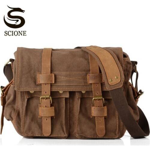 Large Men Canvas Messenger Bag Retro Vintage Crossbody Bags For Male Teenage Collage Students School Bag Satchel Handbag XA103M