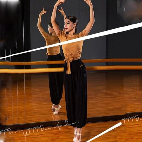 Latin Dance Pants Yoga Practice Clothes Bloomers Female Modal Loose Dancing Wide Leg Pants Trousers Performance Clothes SL2792