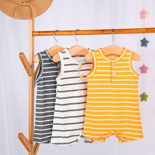 2019 Baby Summer Clothing 0-24 Newborn Infant Baby Boy Girl Striped Romper Clothes Sleeveless Striped Summer Outfit Jumpsuit