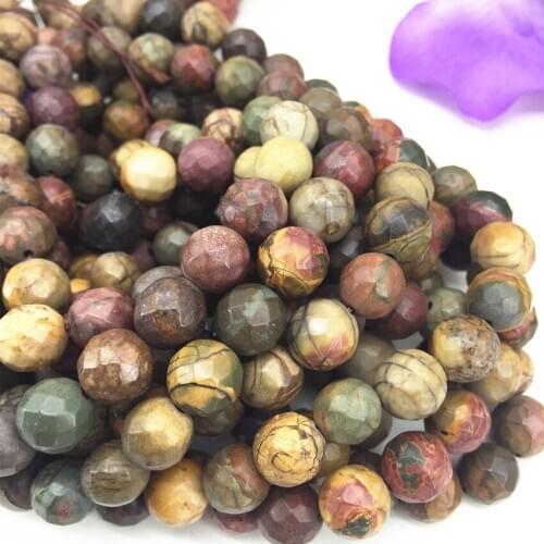 4-14mm faceted round natural mulitcolor Picasso stone loose beads fit diy necklace bracelet jewelry finding 15inch B3102