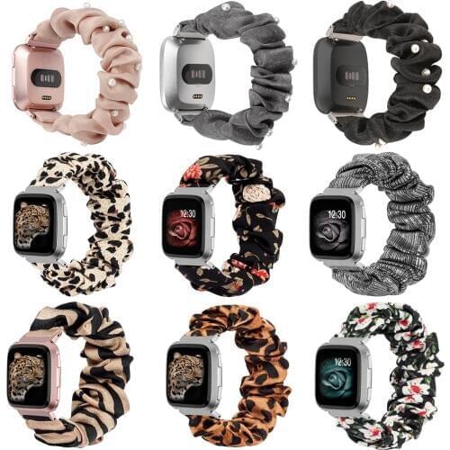 Women Scrunchie Elastic Watch Band for Fitbit Versa Band Casual Women Girls Replacement Strap Fabric Bracelet for Fitbit Versa 2