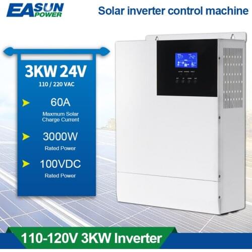 110VAC Hybrid 3000W All-In-One Solar Inverter DC 24V AC Pure Sine Wave 50/60hz Solar Inversor Max 100A MPPT Charge Controller