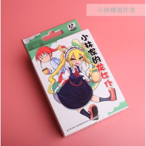 54pcs cards Anime cartoon Kobayashi-san Chi no Maid Dragon Cosplay Board Game Cards Hardcover poker toy gift with box
