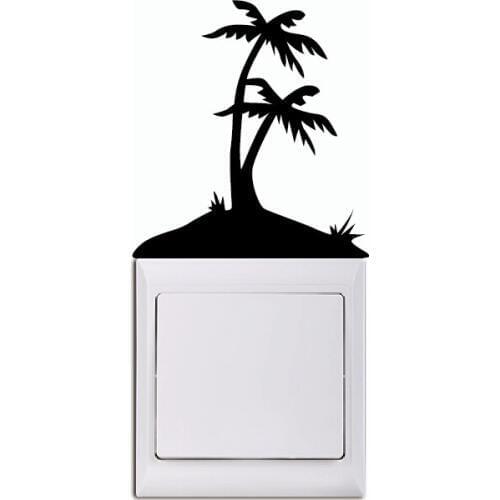 KG-281 Tropical Island Light Switch Sticker - Palm Tree Vinyl Wall Sticker - Teen Room Home Wallpaper