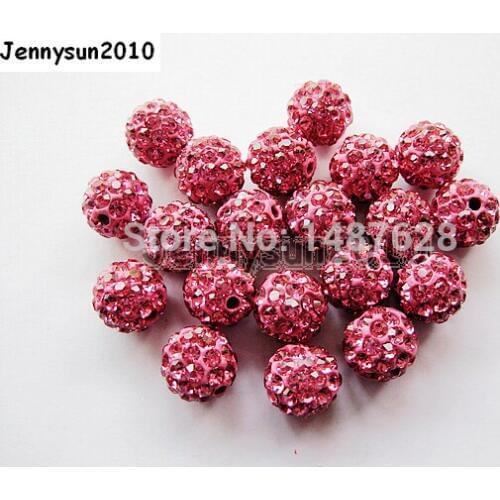 8mm Rose Pink Top Quality Czech Crystal Rhinestones Pave Clay Round Disco Ball Spacer Beads For Jewelry 100pcs / Pack