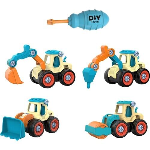 Lot 4 Unloading Engineering Truck Bulldozer Tool Education Toys Car Model