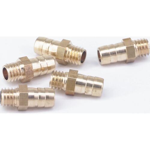 LOT 5 Hose Barb I/D 6mm x M6 Male Length 15mm Brass coupler Splicer Connector fitting for Fuel Gas Water