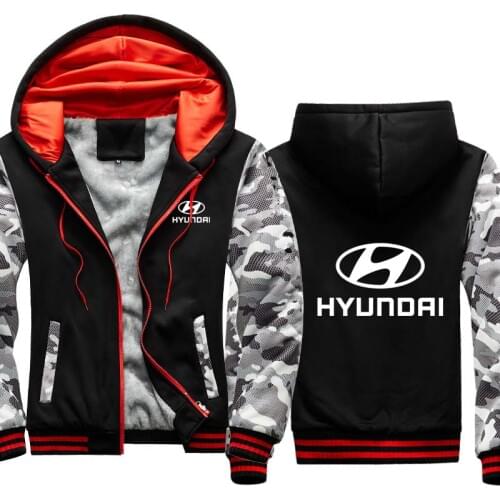 Fashion Thicken Mens jackets Hyundai Car Logo Winter Casual Sport Jacket Warm Wool Fleece Cotton High Quality Mens Zipper hoodie