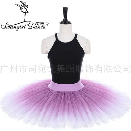 New Gradient Purple Professional Ballet Stage Cosutmes Pancake Practice Half Ballet Tutu Skirts for Kids BT4012