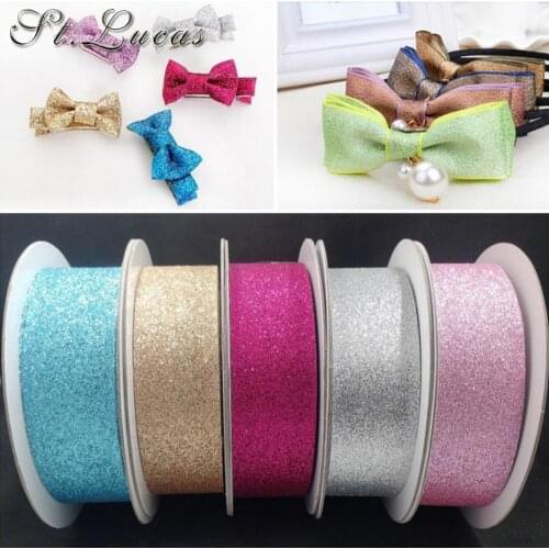 New brand 5yd/lot 1-1/2''(38mm) material PU Silver gold color Glitter ribbon lace trim for wedding craft bow decoration DIY