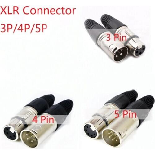 Wholesale High Quality 1pc Male & Female 3-Pin 4-Pin 5-Pin XLR Microphone Audio Cable Plug Connectors Cannon Cable Terminals